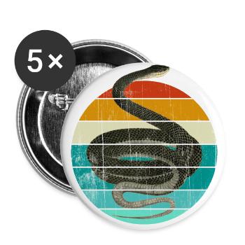 Coluber Constrictor Schwarznatter Schlange - Buttons groß 56 mm (5er Pack) - Weiß - Vorne