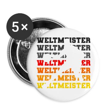 Deutschland Basketball Weltmeister 2023 Fan Shirt - Buttons groß 56 mm (5er Pack) - Weiß - Vorne