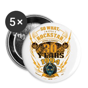 30th Birthday 1994 Rock and Roll Forever Gift - Buttons large 2.2''/56 mm (5-pack) - white - Front