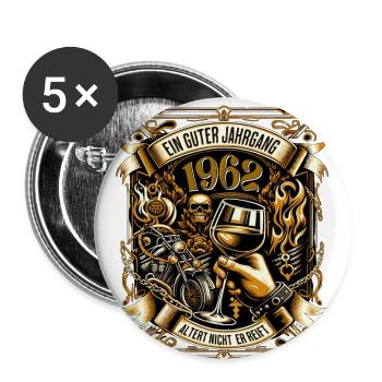 1962 Geburtstag Biker Ein Guter Jahrgang Altert - Buttons groß 56 mm (5er Pack) - Weiß - Vorne