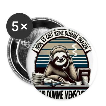 lustiger faLustiger Faultier Spruch keine dumme Fr - Buttons groß 56 mm (5er Pack) - Weiß - Vorne