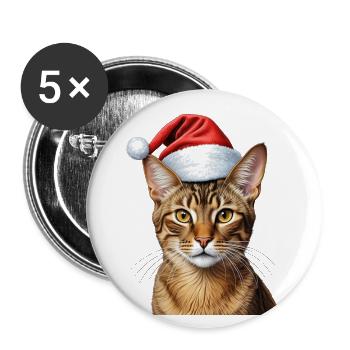Weihnachten Abessinier Katze - Buttons groß 56 mm (5er Pack) - Weiß - Vorne