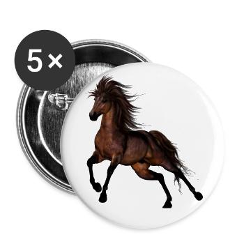 Brown Wild Horse - Buttons large 2.2''/56 mm (5-pack) - white - Front