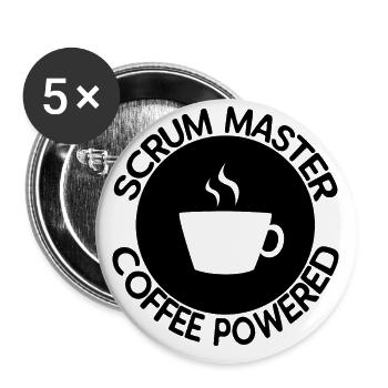 Scrum Master alimenté par le café - Lot de 5 grands badges (56 mm) - blanc - Devant
