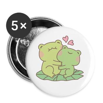 Cute Frogs In Love Couple - Buttons large 2.2''/56 mm (5-pack) - white - Front
