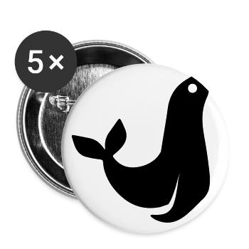 seehund tier - Buttons groß 56 mm (5er Pack) - Weiß - Vorne