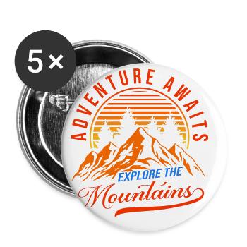 Adventure Awaits Explore The Mountains Hiking Trek - Buttons groß 56 mm (5er Pack) - Weiß - Vorne