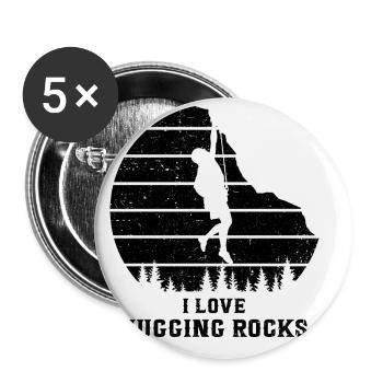 I Love Hugging Rocks Bouldering Rock Boulder Climb - Buttons groß 56 mm (5er Pack) - Weiß - Vorne