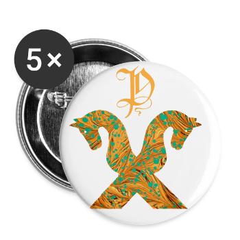 pferdegiebel e 95 p - Buttons groß 56 mm (5er Pack) - Weiß - Vorne