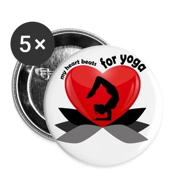 Yoga T-shirt with yoga design for yoga class Namaste - Buttons large 2.2''/56 mm (5-pack) - white - Front