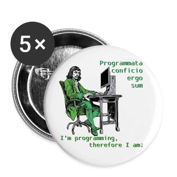 Im programming therefore I am - Buttons groß 56 mm (5er Pack) - Weiß - Vorne