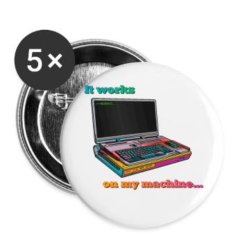 Fonctionne sur ma machine - Lot de 5 grands badges (56 mm) - blanc - Devant