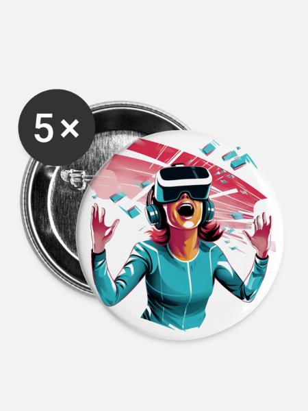 Virtuelle Welten - Buttons groß 56 mm (5er Pack) - Weiß