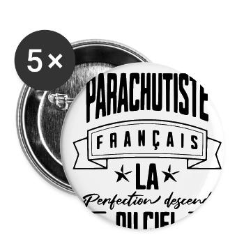 "Parachutiste Français, Perfection Céleste" - Lot de 5 grands badges (56 mm) - blanc - Devant