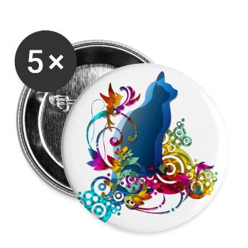 LOVE CATS - Buttons groß 56 mm (5er Pack) - Weiß - Vorne