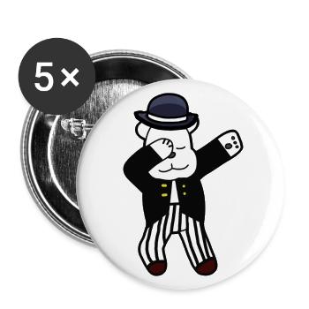 Dubstep Teddy Bär Kinder Kind Kleinkind Baby - Buttons groß 56 mm (5er Pack) - Weiß - Vorne
