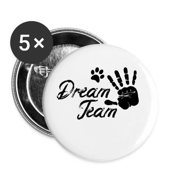 Dream Team Retro Dog Human Design - Buttons large 2.2''/56 mm (5-pack) - white - Front