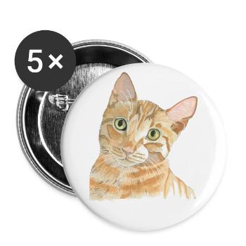 rote Katze - Buttons groß 56 mm (5er Pack) - Weiß - Vorne