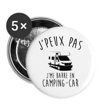 J'peux pas je me barre en Camping car - Lot de 5 grands badges (56 mm) - blanc - Devant