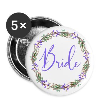 Flowers Wreath Rustic Team Bride 1 - Buttons large 2.2''/56 mm (5-pack) - white - Front