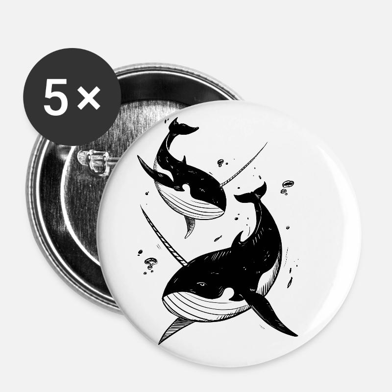 fantasy whale - Buttons large 2.2''/56 mm (5-pack) - white