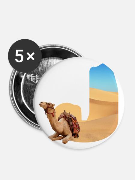 wüste mit kamel j - Buttons groß 56 mm (5er Pack) - Weiß
