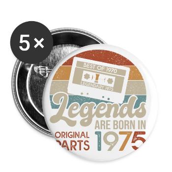 legends casette 1975 cadeau anniversaire 48 ans - Lot de 5 grands badges (56 mm) - blanc - Devant