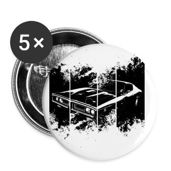 Muscle Car - Lot de 5 grands badges (56 mm) - blanc - Devant