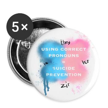 prévention du suicide transgenre - Lot de 5 grands badges (56 mm) - blanc - Devant