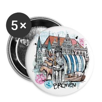 Illustration de Brême - Lot de 5 grands badges (56 mm) - blanc - Devant
