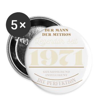 Der Mann der Mythos Legendär seit Jahrgang 1971 - Buttons groß 56 mm (5er Pack) - Weiß - Vorne