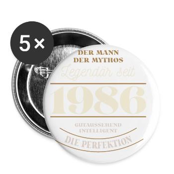 Der Mann der Mythos Legendär seit Jahrgang 1986 - Buttons groß 56 mm (5er Pack) - Weiß - Vorne