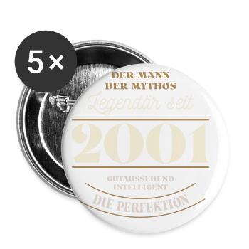 Der Mann der Mythos Legendär seit Jahrgang 2001 - Buttons groß 56 mm (5er Pack) - Weiß - Vorne