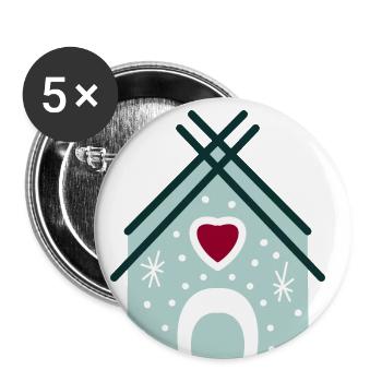 Merry Christmas House Santa Claus T-Shirt - Buttons large 2.2''/56 mm (5-pack) - white - Front