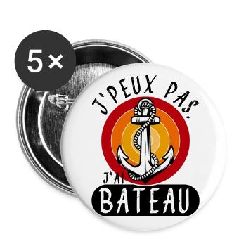 J'peux pas j'ai bateau - rétro - Lot de 5 grands badges (56 mm) - blanc - Devant