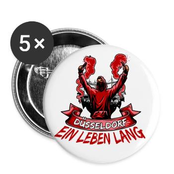 Düsseldorf ein Leben lang - Buttons groß 56 mm (5er Pack) - Weiß - Vorne