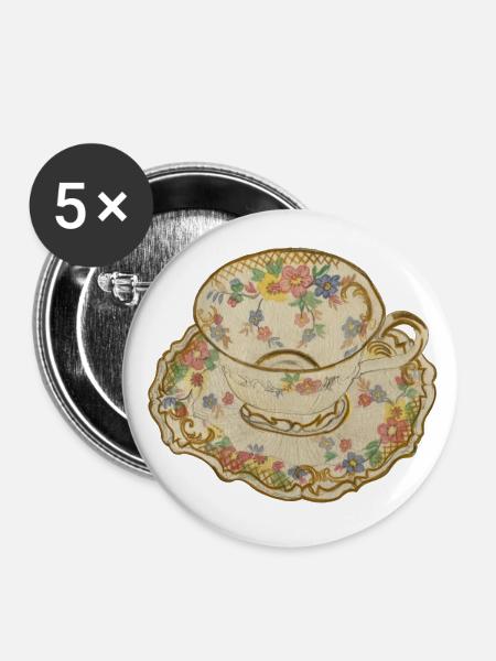 Teetasse - Buttons groß 56 mm (5er Pack) - Weiß