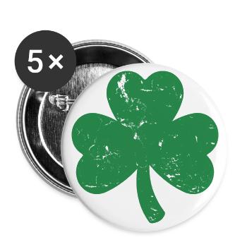 St. Patrick's Day Geschenk Kleeblatt Männer, Frauen, Kinder - Buttons groß 56 mm (5er Pack) - Weiß - Vorne