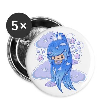 Cloud Girl Bubble Kopf süß - Buttons groß 56 mm (5er Pack) - Weiß - Vorne