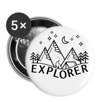 Campfire Night Landscape Camping Explorer Stars - Buttons large 2.2''/56 mm (5-pack) - white - Front
