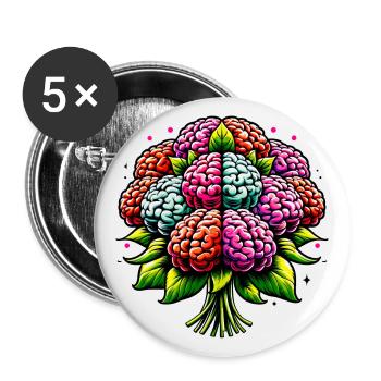 Brain bouquet - Buttons large 2.2''/56 mm (5-pack) - white - Front