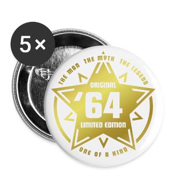 Birthday Star Original 1964 - '64 Limited Edition - Lot de 5 grands badges (56 mm) - blanc - Devant