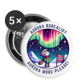 Lustiges Nordlichter / Norwegen-Motiv - Buttons groß 56 mm (5er Pack) - Weiß - Vorne