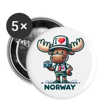 Norvège Enthousiaste Orignal - Lot de 5 grands badges (56 mm) - blanc - Devant
