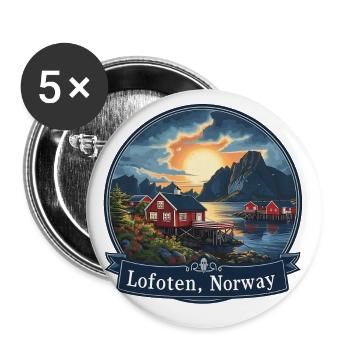 Lofoten Norvège - Lot de 5 grands badges (56 mm) - blanc - Devant