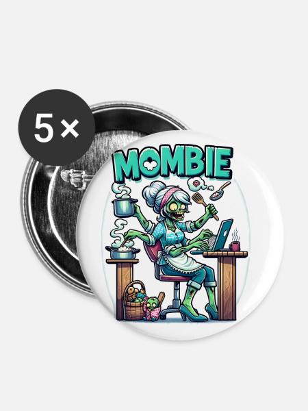 mombie – Multitasking-Mama - Buttons groß 56 mm (5er Pack) - Weiß