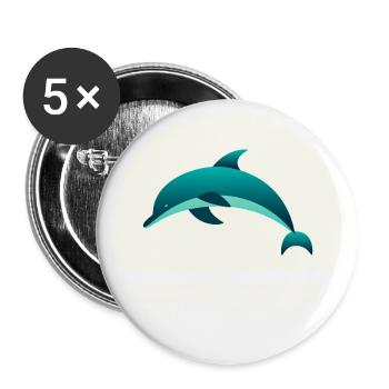 Delfin im Sprung - Buttons groß 56 mm (5er Pack) - Weiß - Vorne