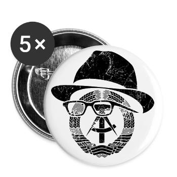 Honecker DDR Wappen, Osten, Ossi Geschenk - Buttons groß 56 mm (5er Pack) - Weiß - Vorne