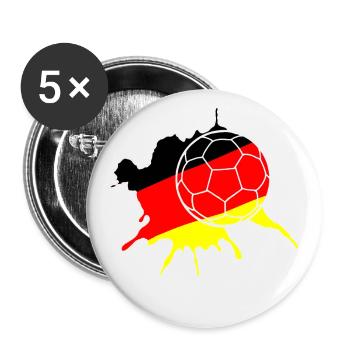 Fußball mit Deutschland Klecks - Buttons groß 56 mm (5er Pack) - Weiß - Vorne