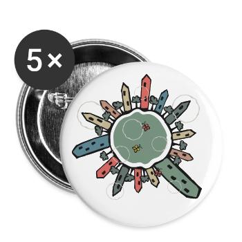 Planet A - Buttons large 2.2''/56 mm (5-pack) - white - Front